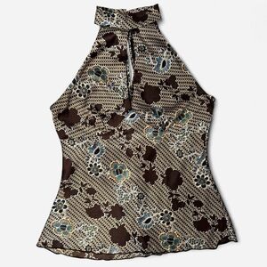 A. Byer Brown Floral Halter Top